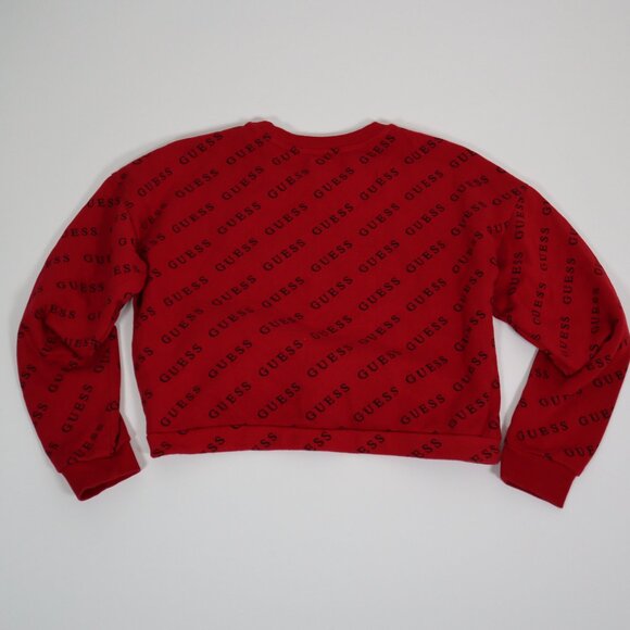 Women's Red Guess Sweatshirt Large Guess Logo Pull String Y2K - Picture 8 of 10